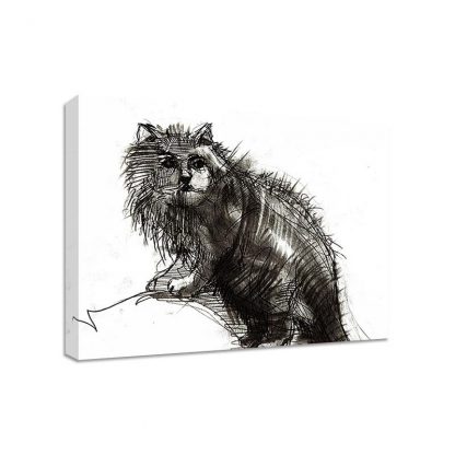 Cat-Drawing-Framed-Canvas-Art-Print-Sketch-Pencil-Art-Many-Sizes-351642449712