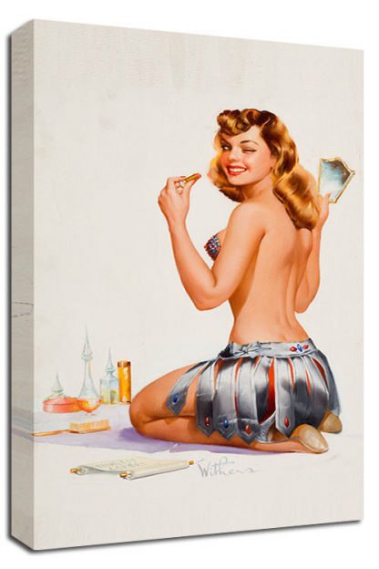 Blonde-Pin-Up-CANVAS-LARGE-WALL-ART-gladiator-skirt-vintage-lingerie-blonde-371543911403