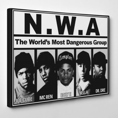 NWA-Framed-Canvas-Art-Print-Rap-Hip-Hop-LA-Retro-Ice-Cube-Dr-Dre-Music-351894115205