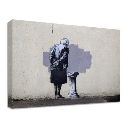 Banksy-Folkstone-Plinth-Canvas-LARGE-WALL-ART-lady-street-grannie-old-371543908779