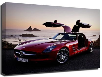 Red-Mercedes-SLS-AMG-Premium-Framed-CANVAS-ART-PRINT-Sports-Racing-Car-371543911389